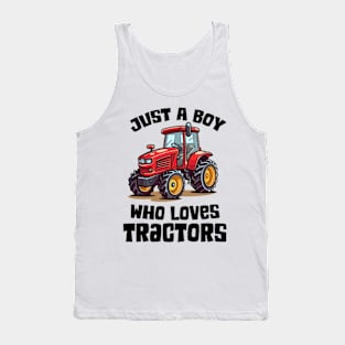 Kids Farm Lifestyle Just A Boy Who Loves Tractors Kids Tank Top